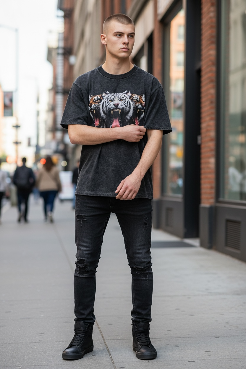 TRIPLE THREAT | ACIDWASH OVERSIZED TEE