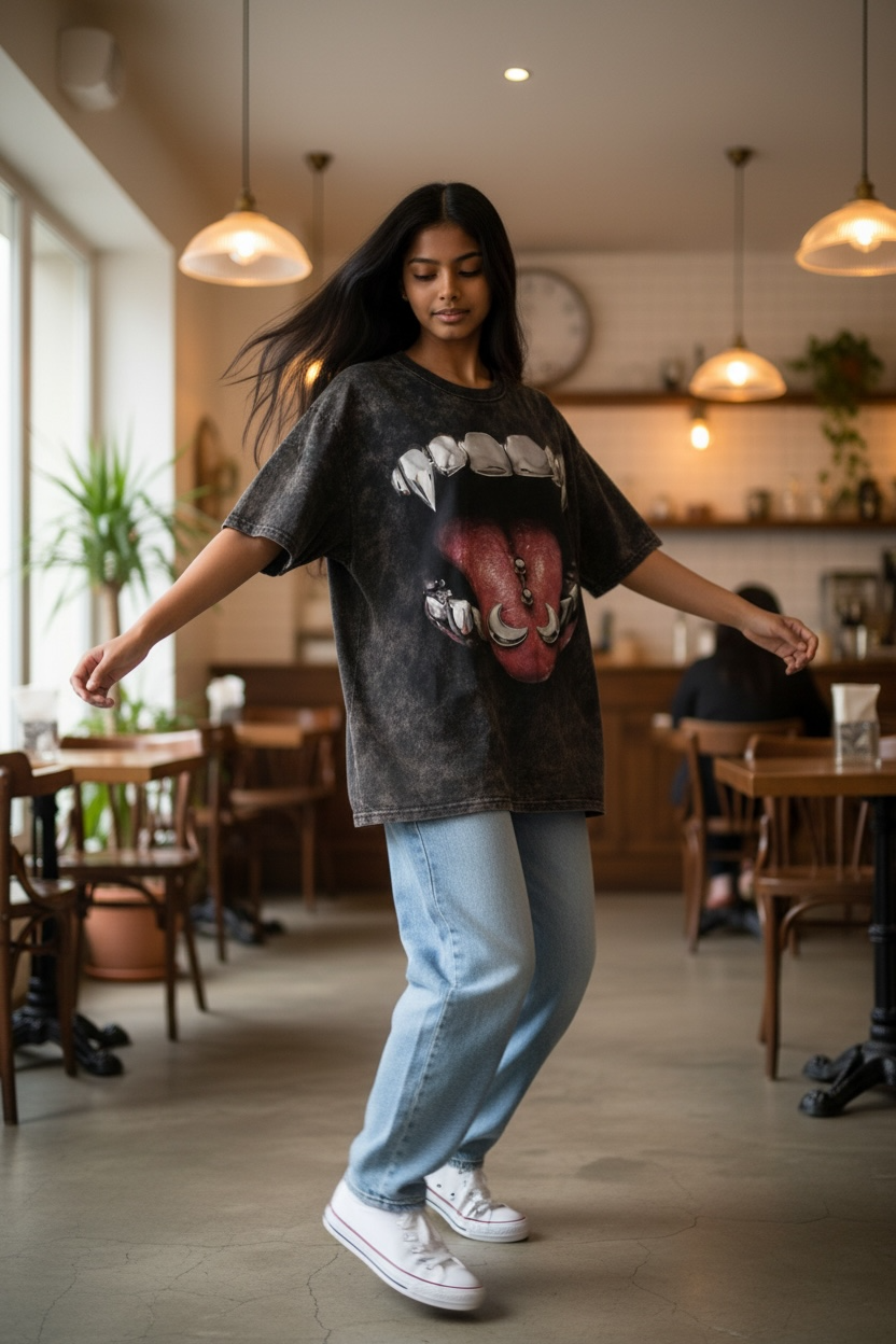 BARBELL BITE | ACIDWASH OVERSIZED TEE