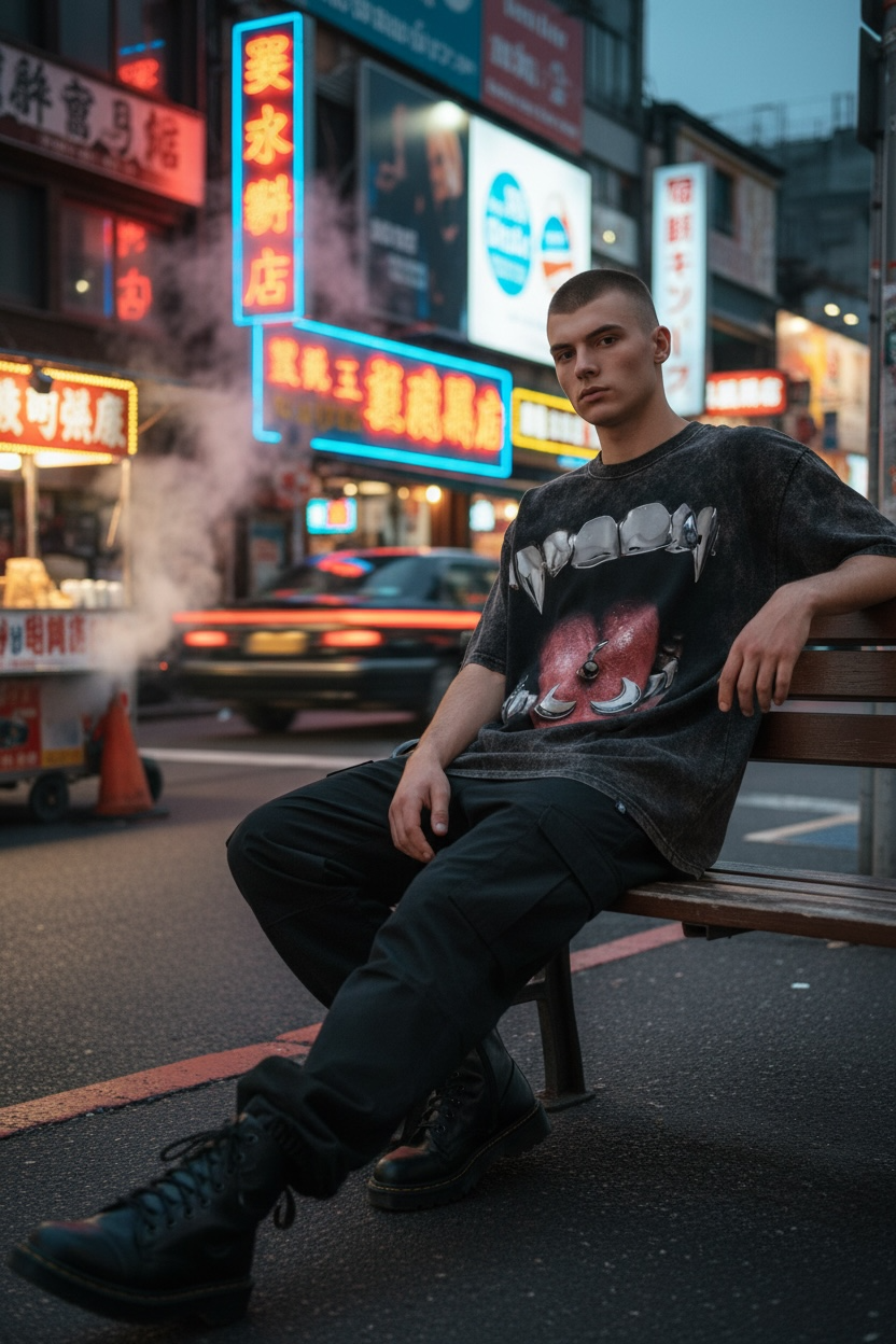 BARBELL BITE | ACIDWASH OVERSIZED TEE