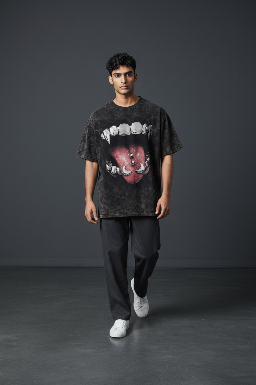 BARBELL BITE | ACIDWASH OVERSIZED TEE