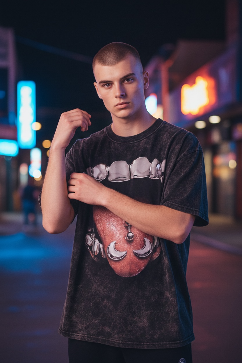 BARBELL BITE | ACIDWASH OVERSIZED TEE