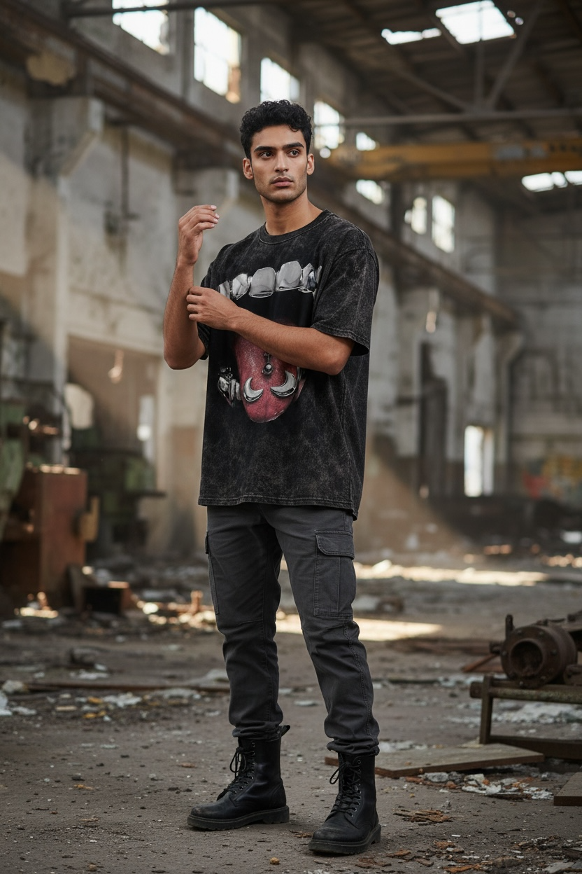 BARBELL BITE | ACIDWASH OVERSIZED TEE